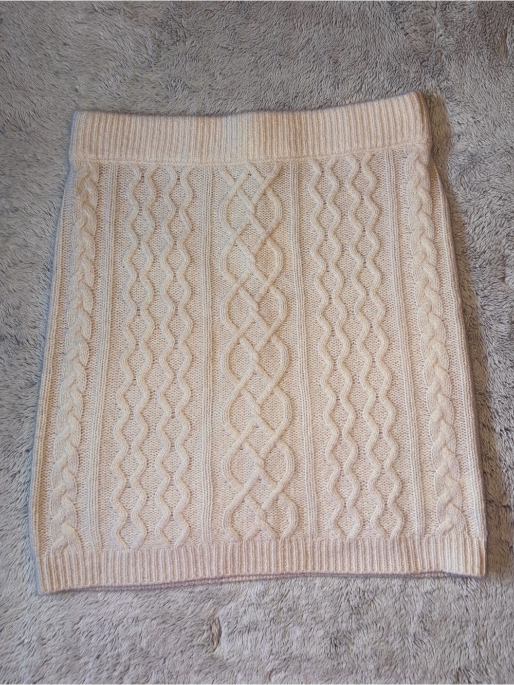 Favorite Daughter Cream Cable-Knit Merino/Cashmere Blend Mini Skirt - Size L NWT